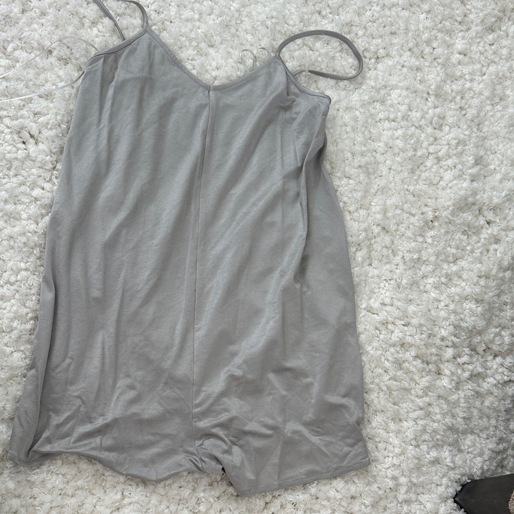 Gray Spaghetti Strap Slip onsie with shorts